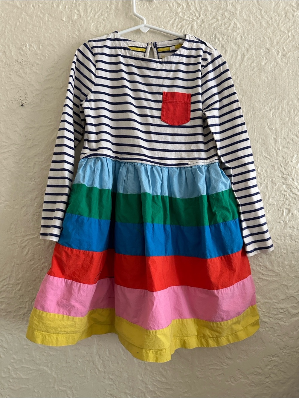 Mini Boden Striped Top Rainbow Tiered Skirt Red Pink Yellow Blue Green 7-8Y